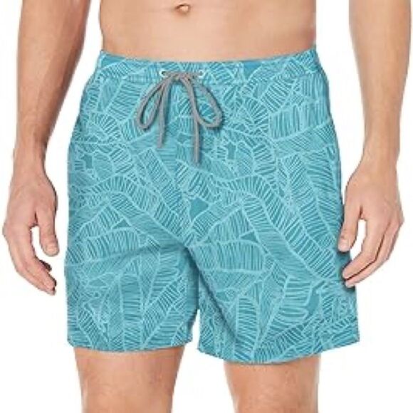 Huk Men's NWT Linear Leaf Lined Volley - Beach Glass - Picture 1 of 8